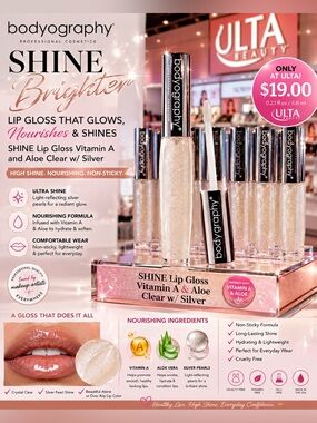 bodyography SHINE Lip Gloss - Clear with Silver Pearls